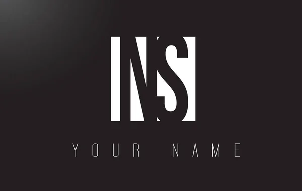 Logotipo de la carta de NS con diseño de espacio negativo en blanco y negro . — Vector de stock
