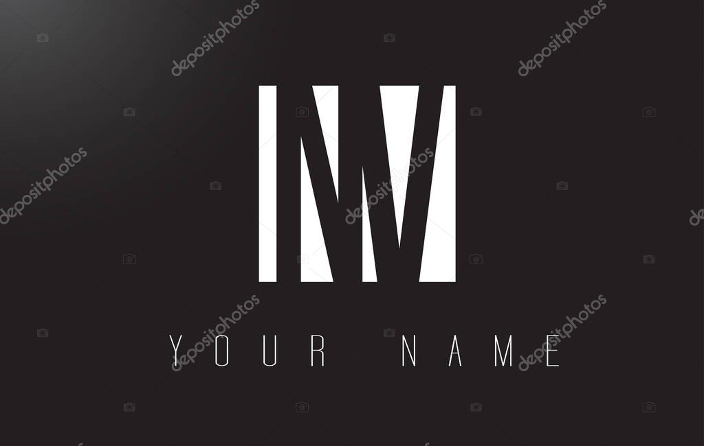 NV Letter Logo With Black and White Letters Negative Space Design.