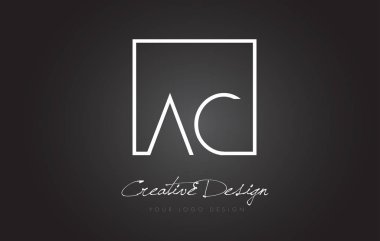 ac kare çerçeve harf logosu tasarımı siyah ve beyaz renklerle.