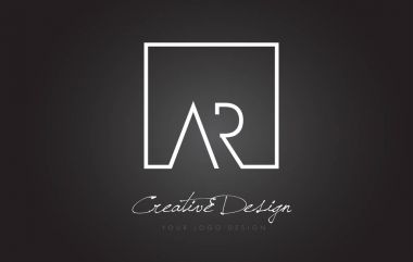 AR kare çerçeve mektup Logo tasarımı siyah ve beyaz renkler ile.