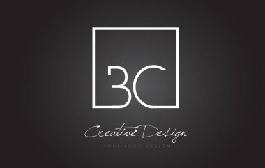 BC Square Frame Letter Logo Design with Black and White Colors. clipart