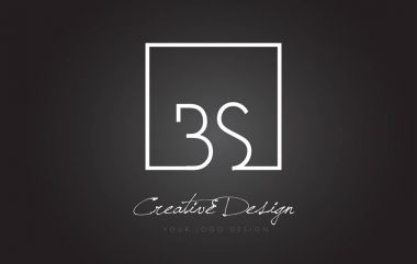 BS kare çerçeve mektup Logo tasarımı siyah ve beyaz renkler ile.
