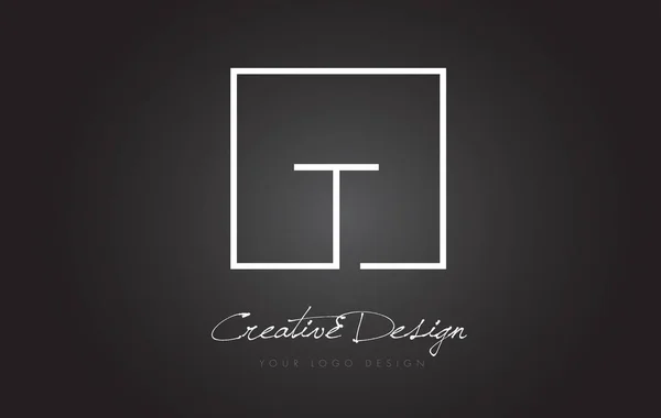 T Square Frame Letter Logo Design com cores preto e branco . —  Vetores de Stock