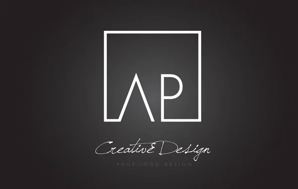 Conception de logo de lettre de cadre carré AP avec des couleurs noires et blanches . — Image vectorielle