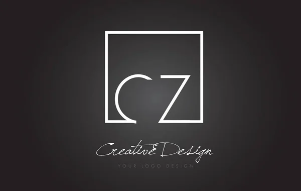 CZ Square Frame Carta Logo Design com cores preto e branco . —  Vetores de Stock