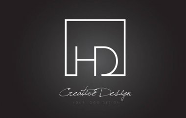 HD kare çerçeve mektup Logo tasarımı siyah ve beyaz renkler ile.
