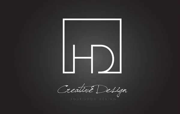 Hd quadratischen Rahmen Brief Logo-Design mit schwarz-weißen Farben. — Stockvektor