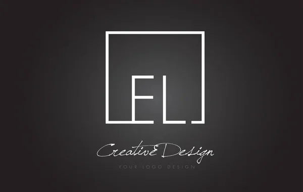 Náměstí El rám dopis Logo Design v barvách černá a bílá. — Stockový vektor