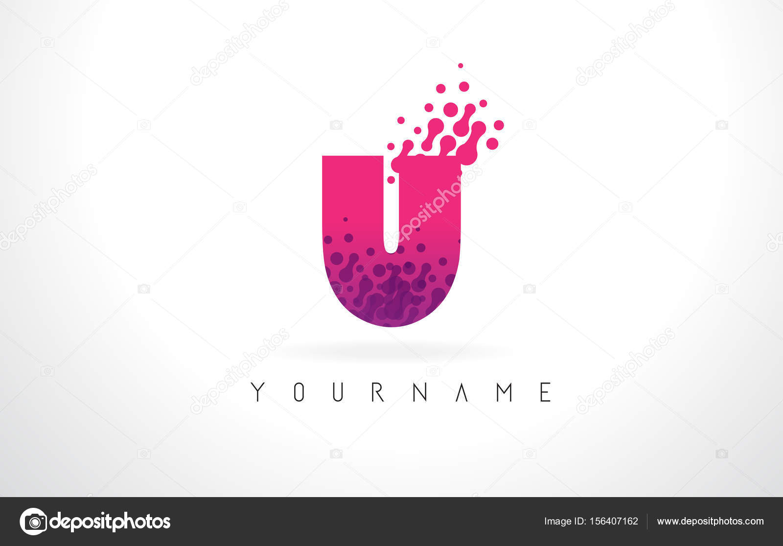 Marchio Della Lettera U Con Particelle Dots Design E Colore