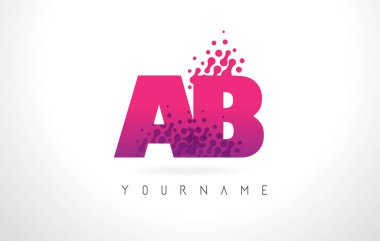 AB bir B harfi logolu pembe mor renk ve parçacıklar nokta Des