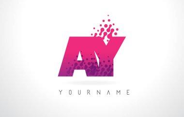 Ay pembe mor renk ve parçacıklar Y harfi logolu Des nokta