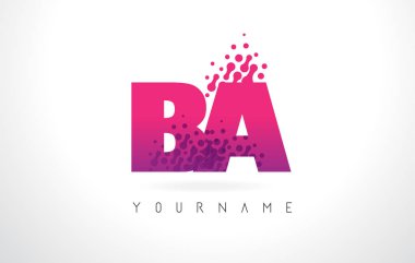 Des ba B A mektup Logo pembe mor renk ve parçacıklar nokta