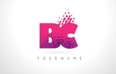 Pembe mor renk ve parçacıklar nokta Des M.ö. B C harfi logolu