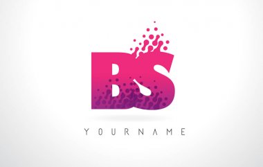 Pembe mor renk ve parçacıklar BS B S harfi logolu Des nokta