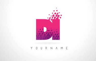 Di D Logo pembe mor renk ve parçacıklar nokta Des ile mektup