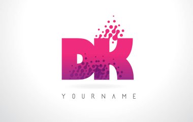 Pembe mor renk ve parçacıklar dk D K harfi logolu Des nokta