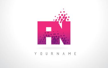 Pembe mor renk ve parçacıklar FN F N harfi logolu Des nokta