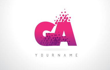 GA G pembe mor renk ve parçacıklar bir mektup Logo Des nokta.