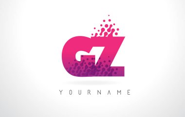 Pembe mor renk ve parçacıklar gz G Z harfi logolu Des nokta