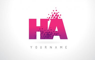 Ha H bir mektup Logo pembe mor renk ve parçacıklar nokta Des