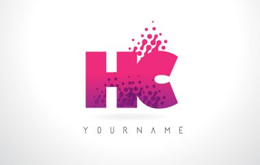 Pembe mor renk ve parçacıklar HC H C harfi logolu Des nokta