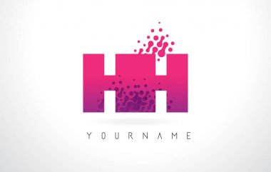 Pembe mor renk ve parçacıklar HH H H harfi logolu Des nokta