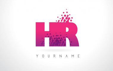 Pembe mor renk ve parçacıklar nokta Des İK H R harfi logolu