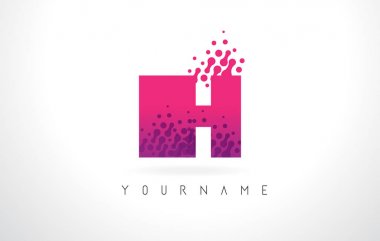 IH ben H harfi pembe mor renk ve parçacıklar nokta Des ile Logo