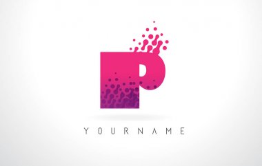 IP Ben P Logo pembe mor renk ve parçacıklar nokta Des mektubu