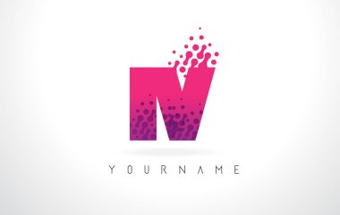 IV v harfi pembe mor renk ve parçacıklar nokta Des ile Logo