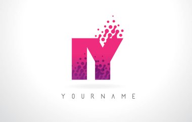 Iy ben Y harfi logolu pembe mor renk ve parçacıklar nokta Des