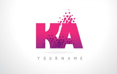Des ka K A mektup Logo pembe mor renk ve parçacıklar nokta