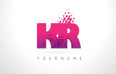 Pembe mor renk ve parçacıklar kr K R harfi logolu Des nokta