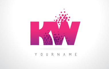 Pembe mor renk ve parçacıklar kW K W harfi logolu Des nokta