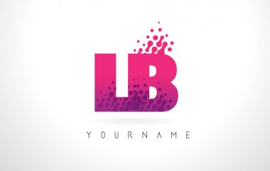 Pembe mor renk ve parçacıklar nokta Des lb L B harfi logolu