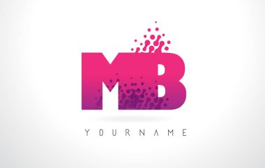 Pembe mor renk ve parçacıklar nokta Des MB M B harfi logolu