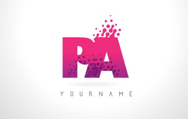 PA P pembe mor renk ve parçacıklar bir mektup Logo Des nokta.
