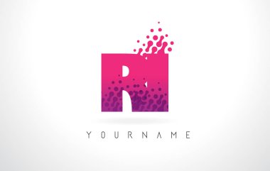 RI R ben pembe mor renk ve parçacıklar nokta Des ile Logo mektubu