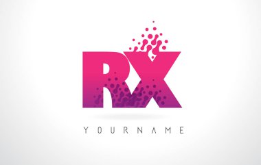 RX R pembe mor renk ve parçacıklar nokta Des ile mektup Logo X