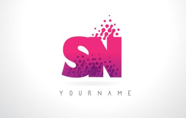 Pembe mor renk ve parçacıklar sn S N harfi logolu Des nokta