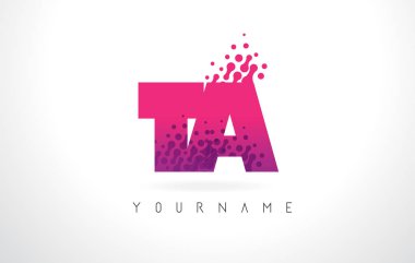 Des ta T A mektup Logo pembe mor renk ve parçacıklar nokta