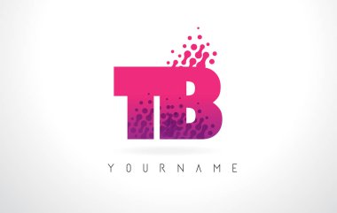 Pembe mor renk ve parçacıklar TB T B harfi logolu Des nokta