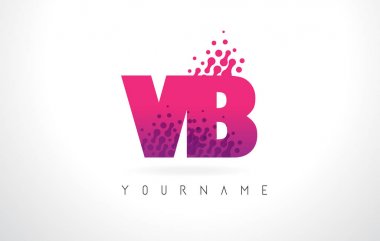 Pembe mor renk ve parçacıklar nokta Des ile vb V B harfi Logo