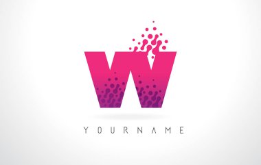 VV V harfi logolu pembe mor renk ve parçacıklar nokta Desig