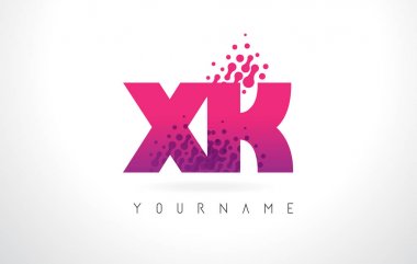 XK X K harfi logolu pembe mor renk ve parçacıklar nokta Des