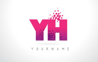 YH Y H harfi logolu pembe mor renk ve parçacıklar Des nokta