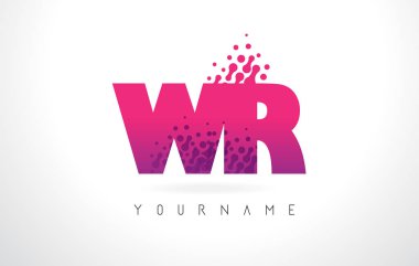 Pembe mor renk ve parçacıklar WR W R harfi logolu Des nokta