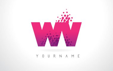 Pembe mor renk ve parçacıklar nokta Des WV W V harfi logolu