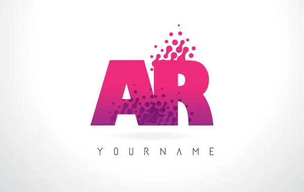 AR A R Логотип буквы с розовым фиолетовым цветом и частицами Des — стоковый вектор