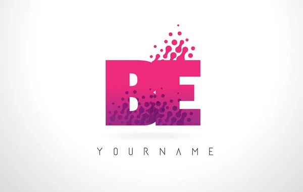 BE B E Lettre Logo avec Rose Violet Couleur et Particules Pois Des — Image vectorielle